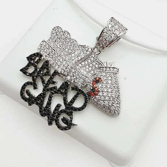"925 Sterling Silver Plated CZ Pendant, INUS1BR288 - Picture 7 of 9